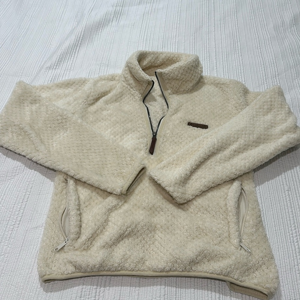 Columbia cream Sherpa half zip sweatshirt